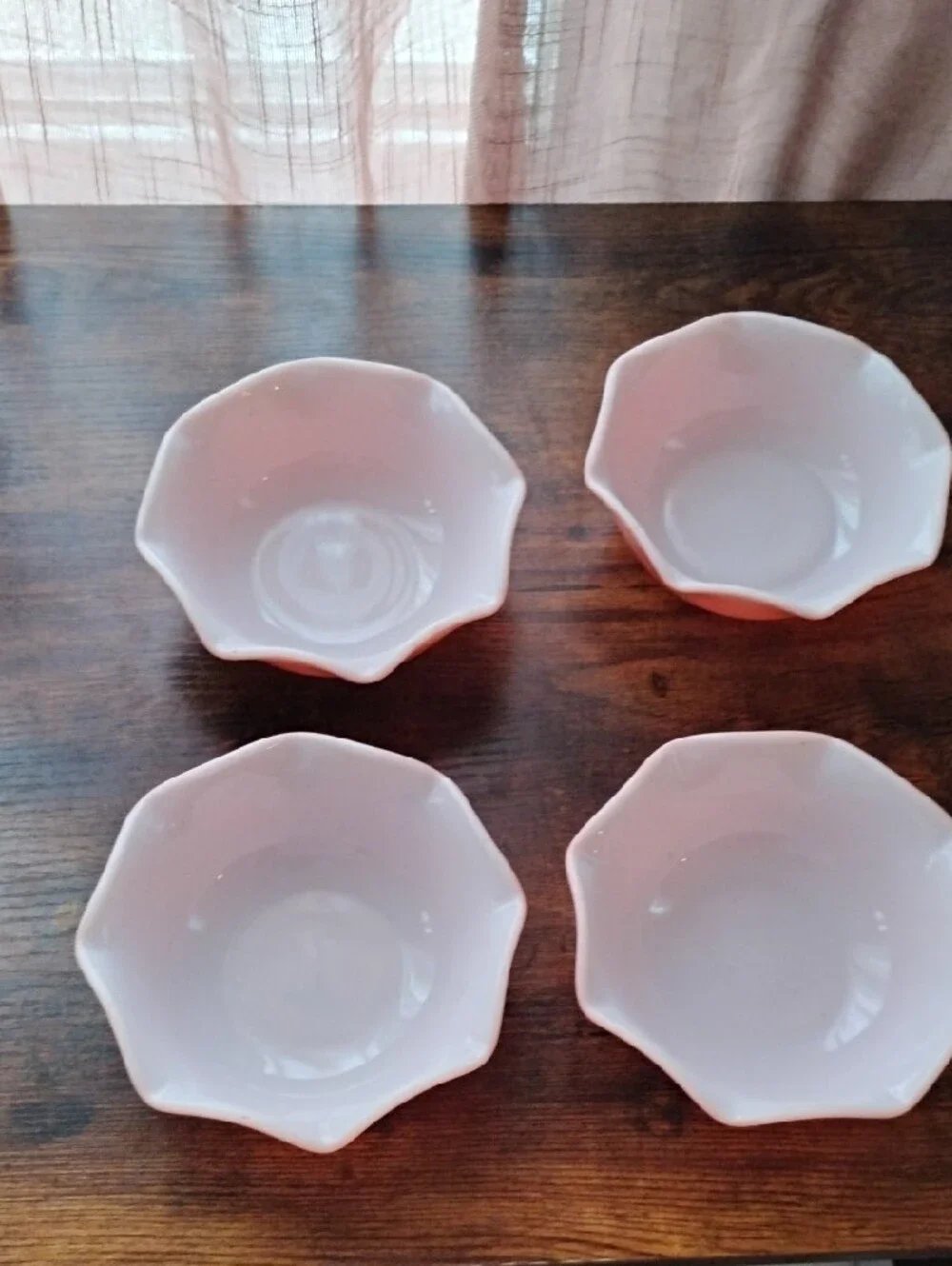 Hazel Atlas Crinoline Pink and White Dinnerware Bowls Set